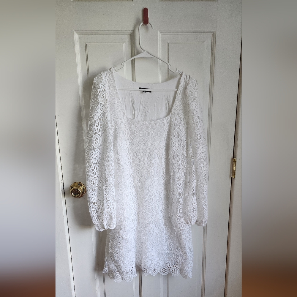 NWOT Express white lace baby doll dress